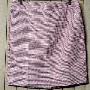 AnnTaylor Plaid Pencil Midi Skirt 12P Pink